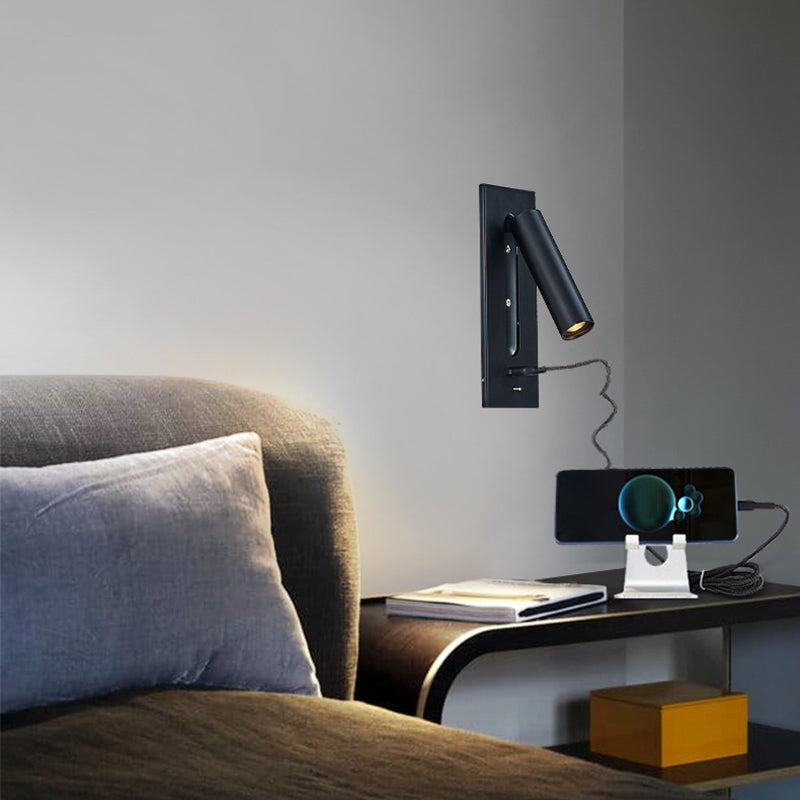 Simple Pivoting Wall Sconce Cylinder Reading Wall Light for Bedroom