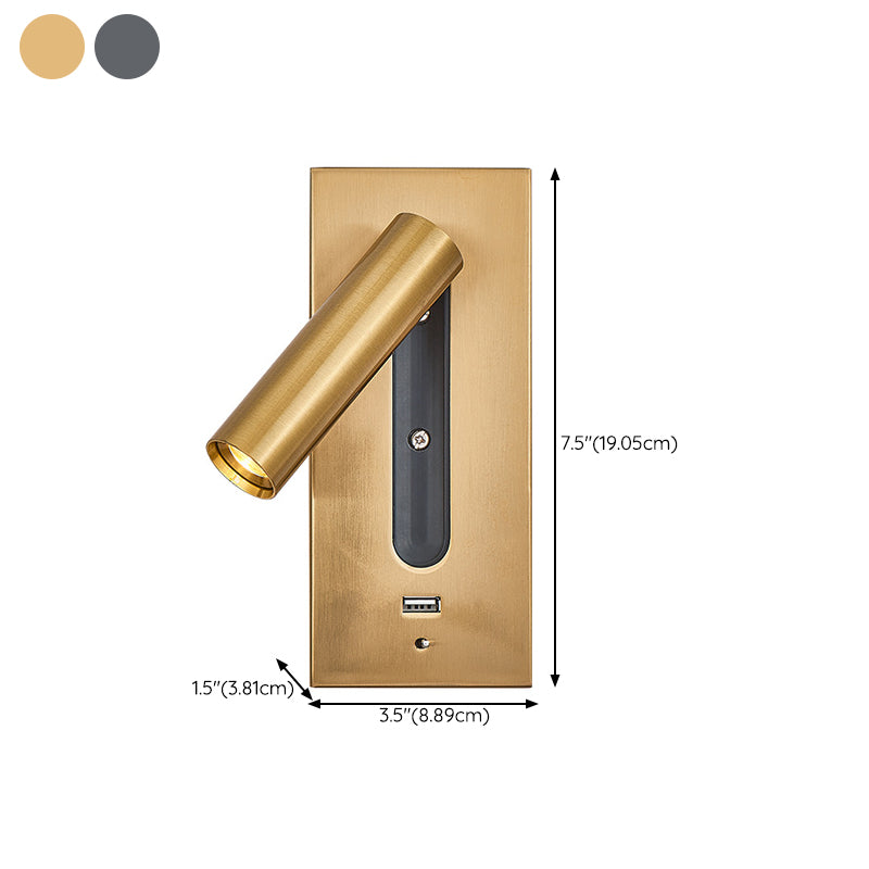 Simple Pivoting Wall Sconce Cylinder Reading Wall Light for Bedroom