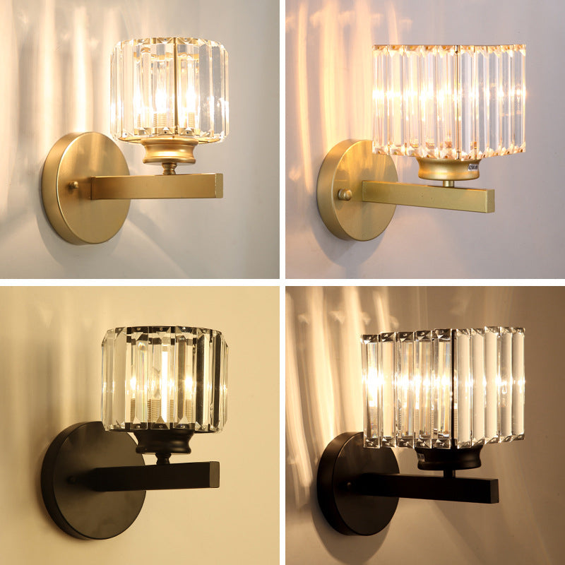 Crystal-Shade Wall Sconce Post-Modern Wall Light Fixture for Bedroom