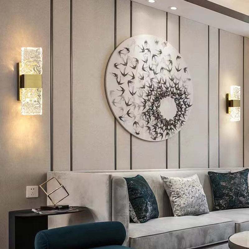 Rectangular LED Wall Sconce Post-Modern Wall Light Fixture with Crystal for Bedroom