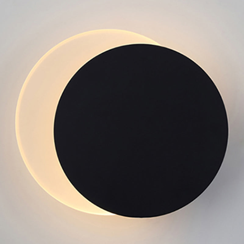 Contemporary Wall Sconce Circle Sconce Lighting in Black for Bedroom