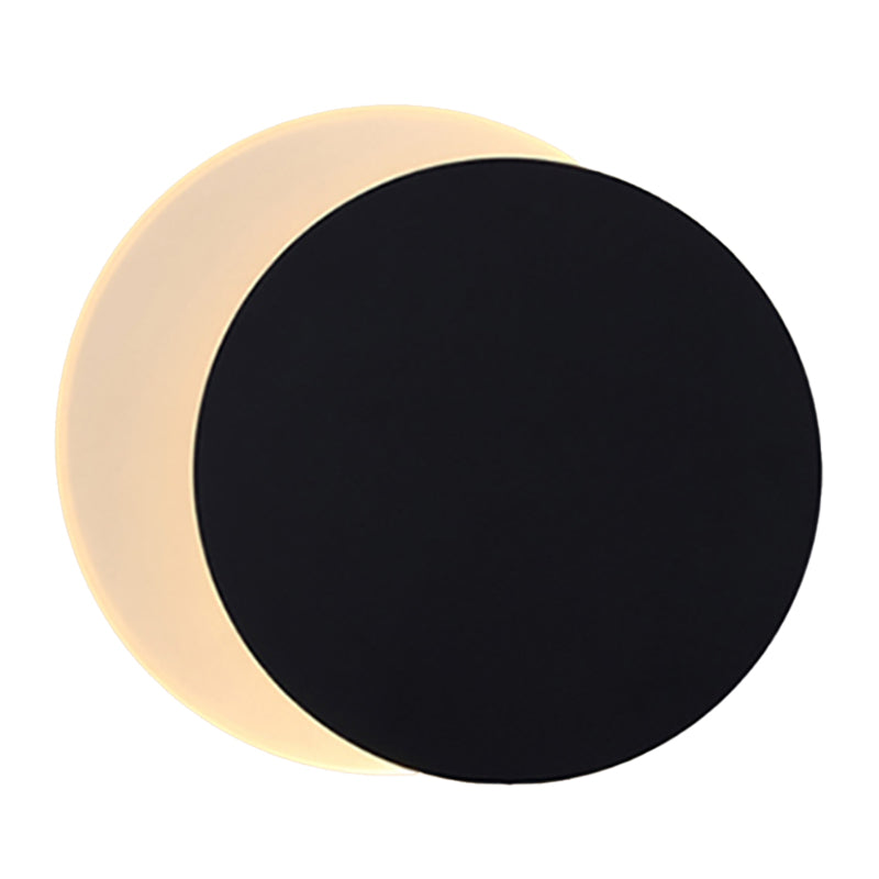Contemporary Wall Sconce Circle Sconce Lighting in Black for Bedroom