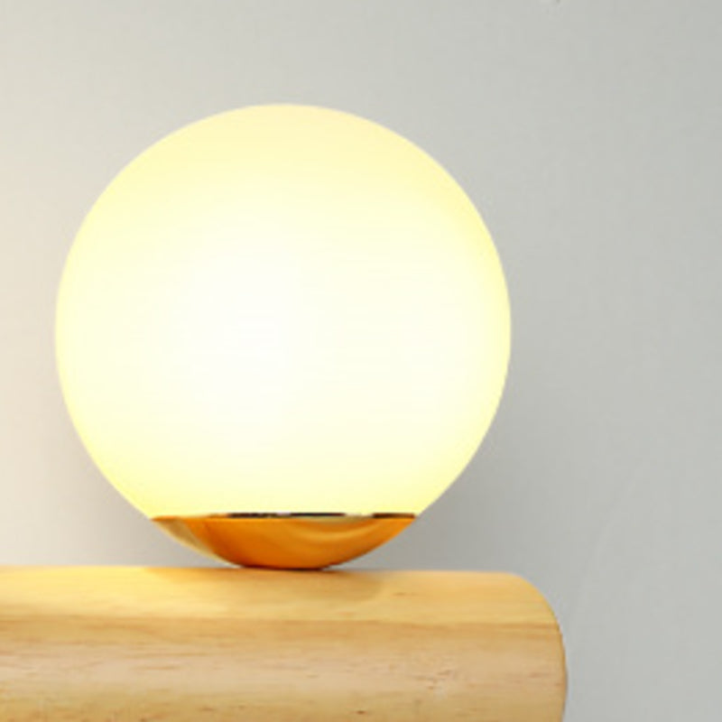 White Glass Wall Light Contemporary Flush Mount Wood Lighting for Room