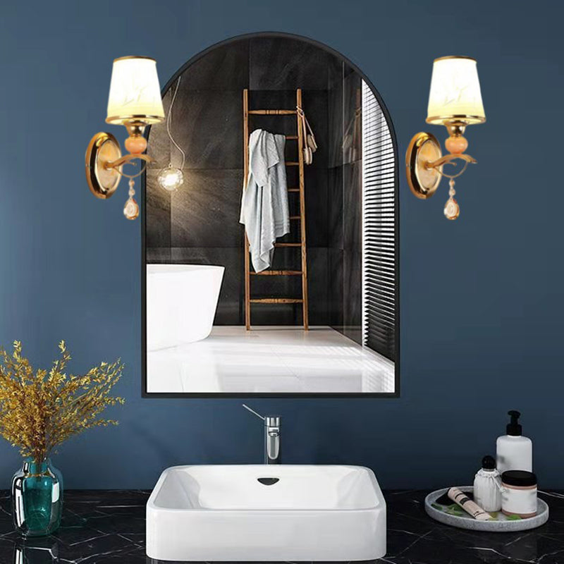Modern Simple Vanity Light Geometry Shape Vanity Lamp with Glass Shade for Shower Room