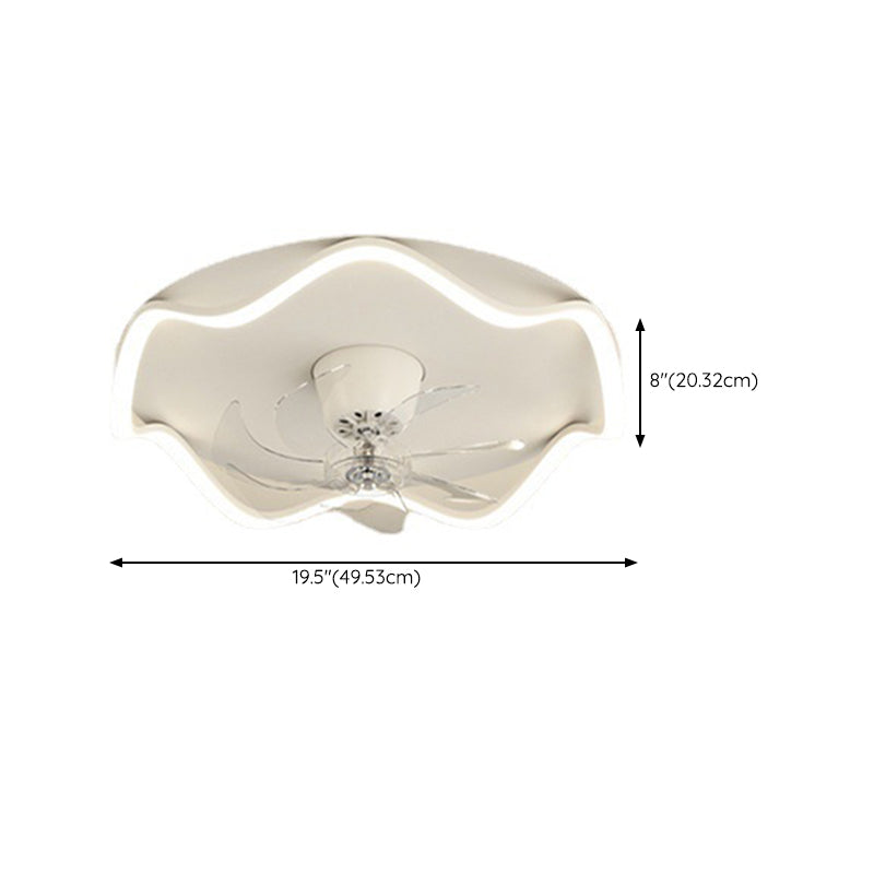 Modernism 7-Blade Ceiling Fan Metallic White LED Fan with Light for Foyer
