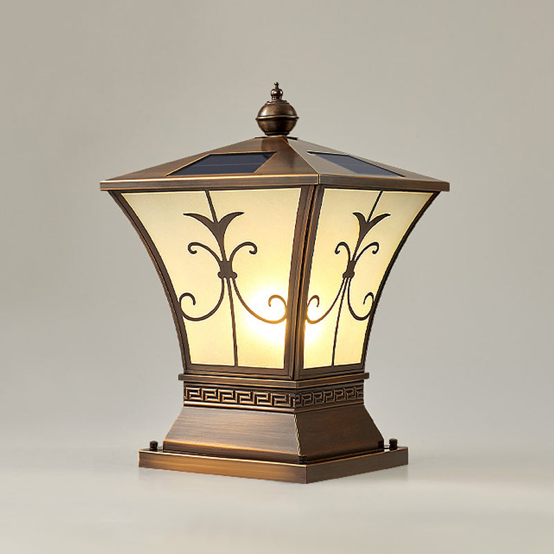 Drum Shape Metal Solar Pillar Lamp Modern Style 1 Light Outdoor Light