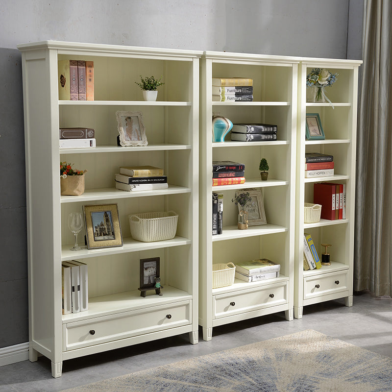Modern Style Closed Back Bookcase Standard Wooden Bookshelf in White