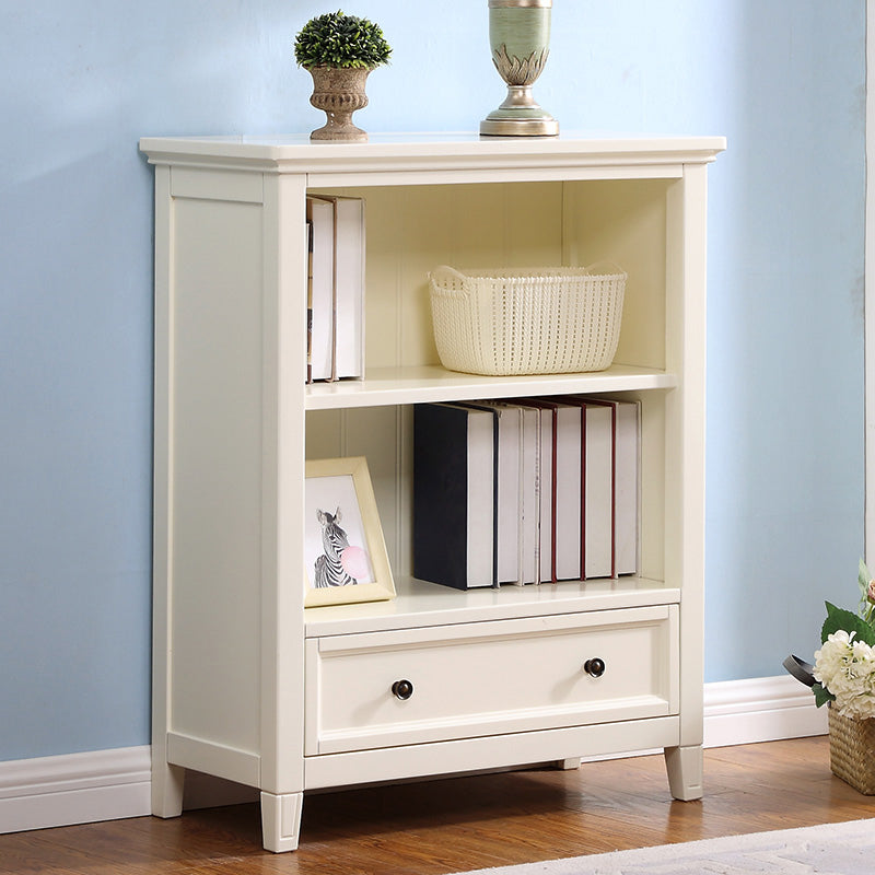 Modern Style Closed Back Bookcase Standard Wooden Bookshelf in White