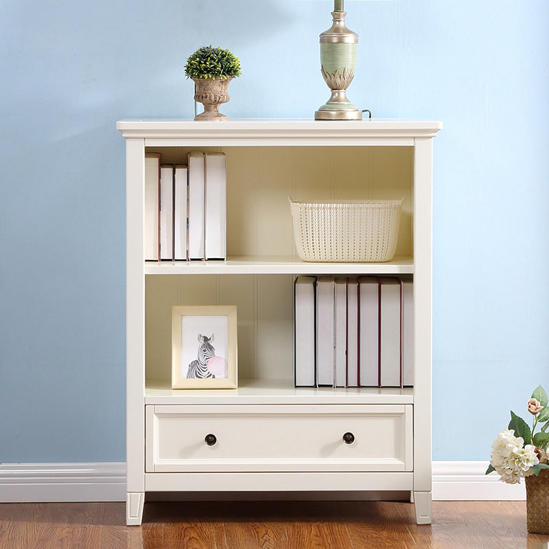 Modern Style Closed Back Bookcase Standard Wooden Bookshelf in White