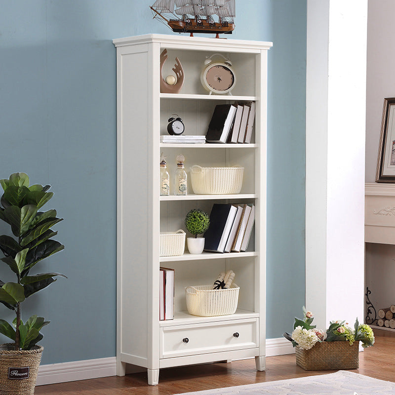 Modern Style Closed Back Bookcase Standard Wooden Bookshelf in White