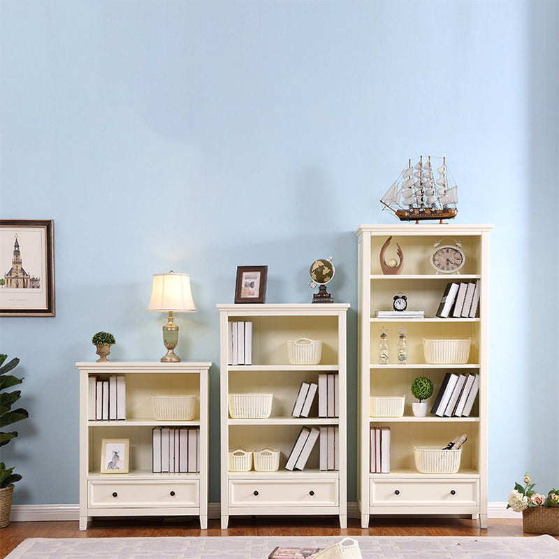 Modern Style Closed Back Bookcase Standard Wooden Bookshelf in White