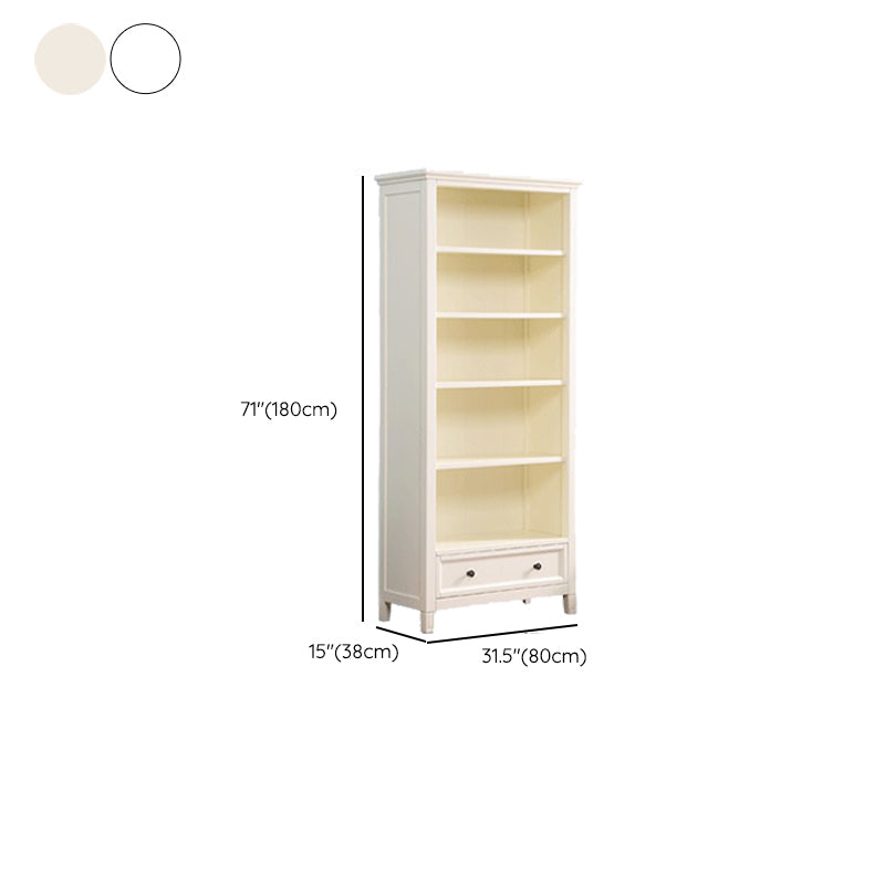 Modern Style Closed Back Bookcase Standard Wooden Bookshelf in White