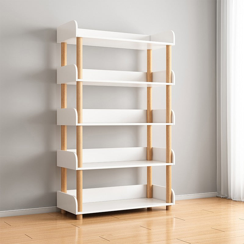 Modern Style Bookshelf Open Back Vertical Engineered Wood Bookcase