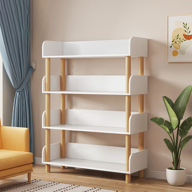 Modern Style Bookshelf Open Back Vertical Engineered Wood Bookcase