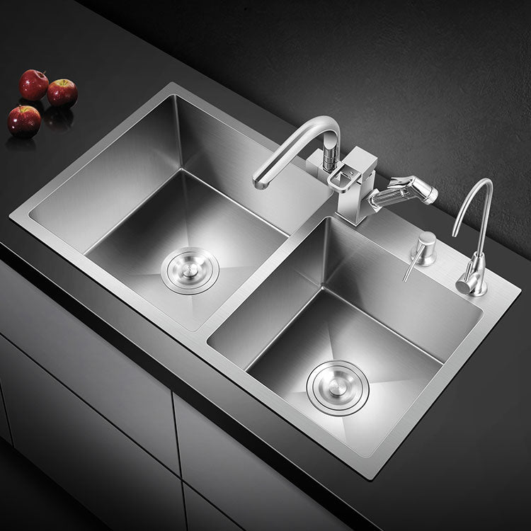 3 Holes Kitchen Sink Rectangle Stainless Steel Sink With Strainer