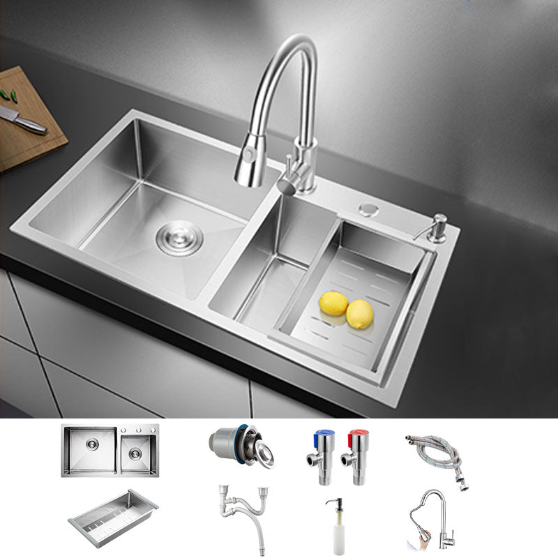 3 Holes Kitchen Sink Rectangle Stainless Steel Sink With Strainer