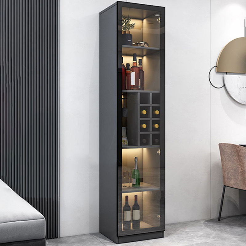 Contemporary Display Stand Faux Wood Storage Cabinet with Lighting