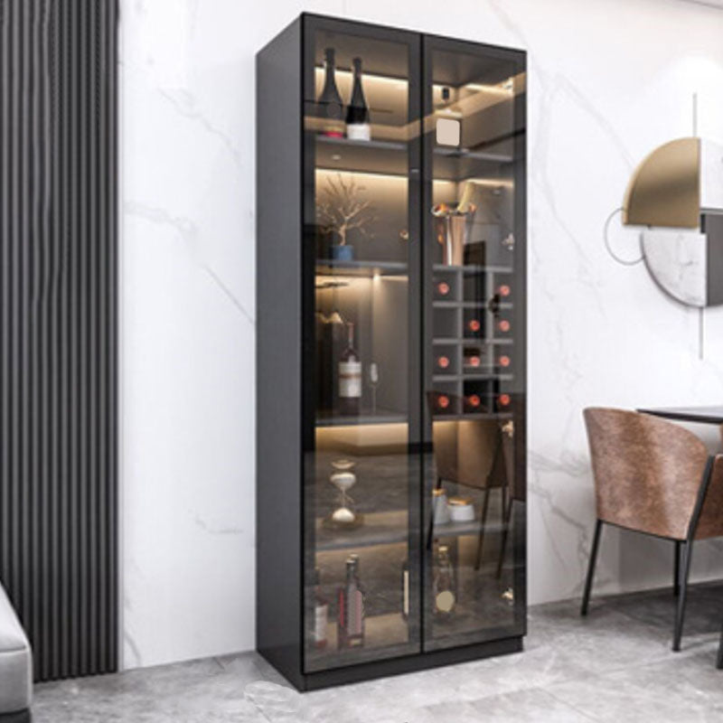 Contemporary Display Stand Faux Wood Storage Cabinet with Lighting