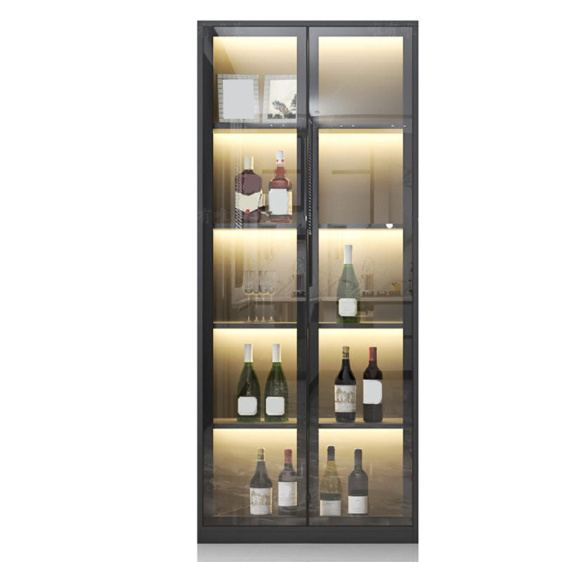 Contemporary Display Stand Faux Wood Storage Cabinet with Lighting