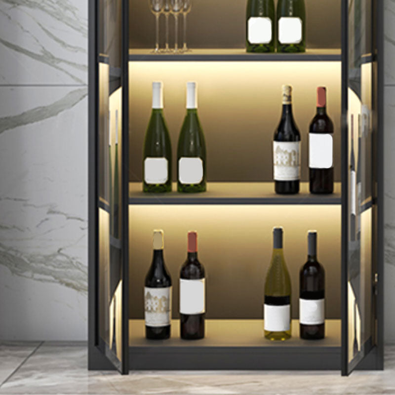 Contemporary Display Stand Faux Wood Storage Cabinet with Lighting