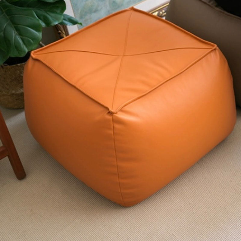 Modern Ottoman PU Leather Upholstered Solid Color Tear Resistant Square Ottoman