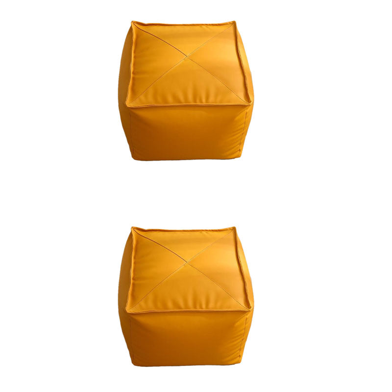 Modern Ottoman PU Leather Upholstered Solid Color Tear Resistant Square Ottoman