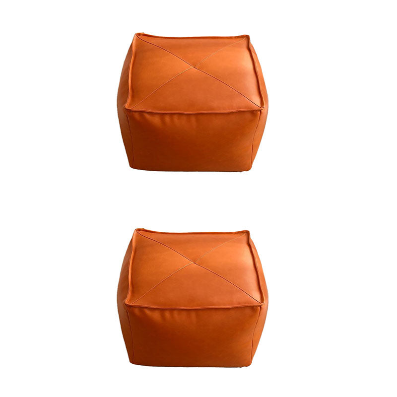 Modern Ottoman PU Leather Upholstered Solid Color Tear Resistant Square Ottoman
