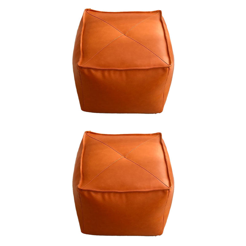 Modern Ottoman PU Leather Upholstered Solid Color Tear Resistant Square Ottoman
