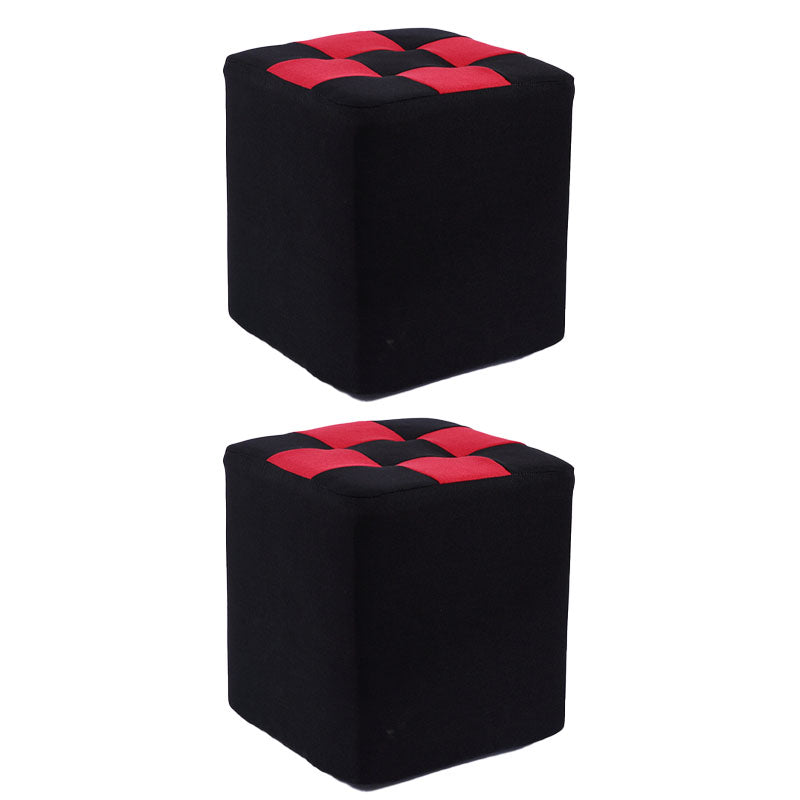 Modern Square Pouf Wooden Frame Cotton Pouf for Drawing Room