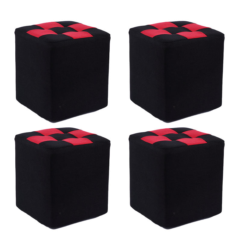 Modern Square Pouf Wooden Frame Cotton Pouf for Drawing Room