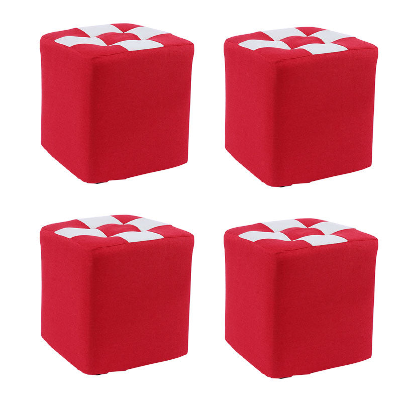 Modern Square Pouf Wooden Frame Cotton Pouf for Drawing Room