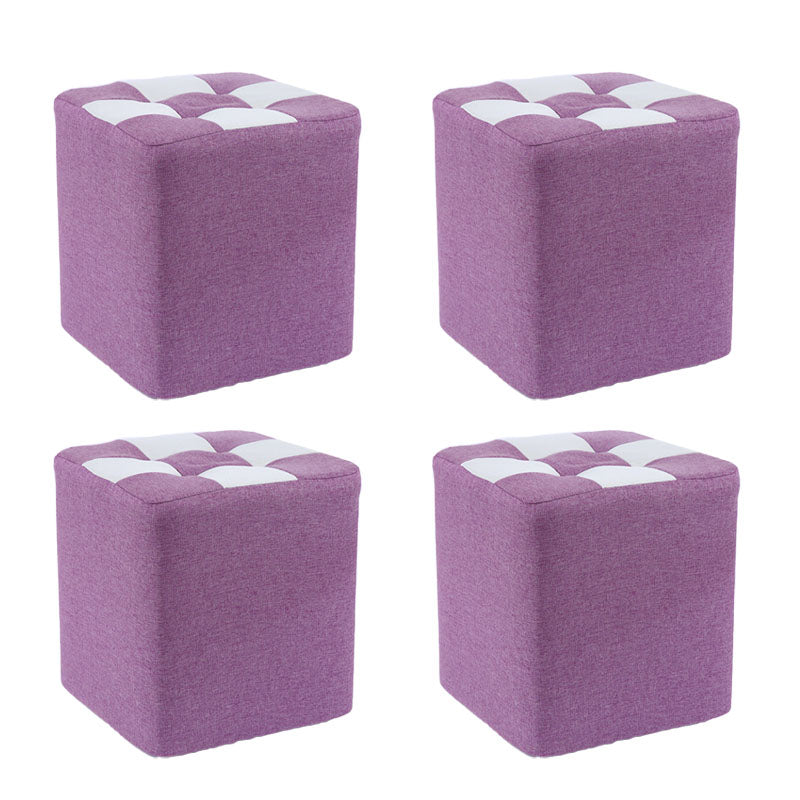 Modern Square Pouf Wooden Frame Cotton Pouf for Drawing Room