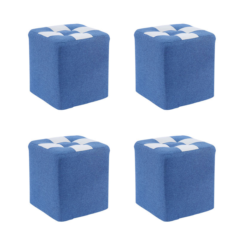 Modern Square Pouf Wooden Frame Cotton Pouf for Drawing Room