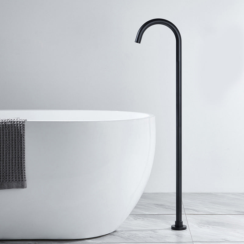 Modern Freestanding Tub Filler Copper Trim Floor Mounted Tub Filler
