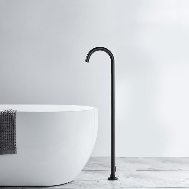 Modern Freestanding Tub Filler Copper Trim Floor Mounted Tub Filler