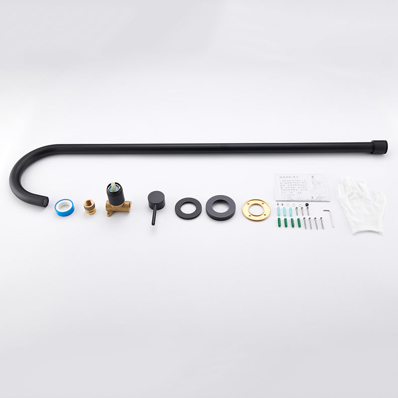 Modern Freestanding Tub Filler Copper Trim Floor Mounted Tub Filler