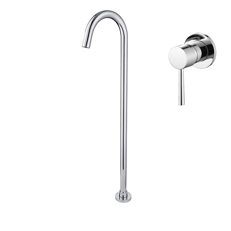 Modern Freestanding Tub Filler Copper Trim Floor Mounted Tub Filler