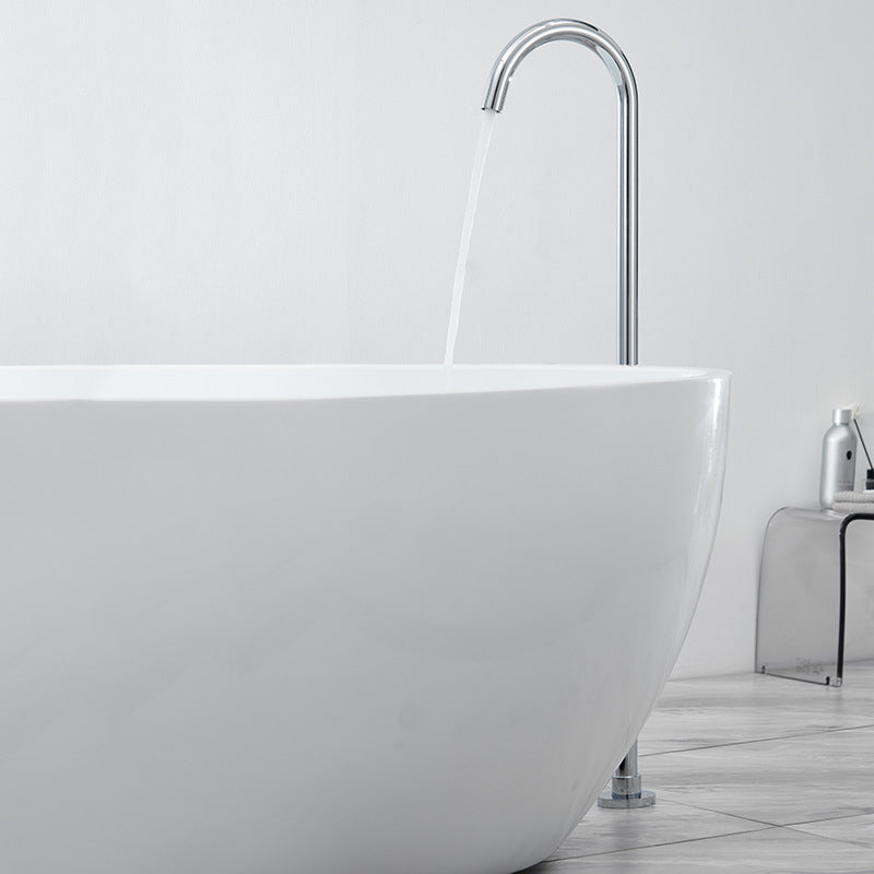 Modern Freestanding Tub Filler Copper Trim Floor Mounted Tub Filler