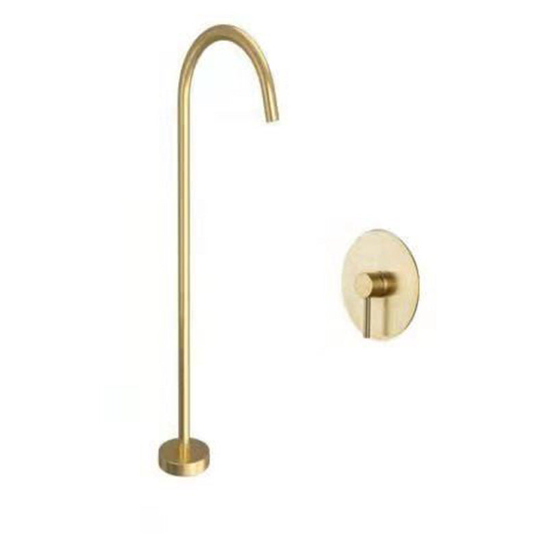 Modern Freestanding Tub Filler Copper Trim Floor Mounted Tub Filler
