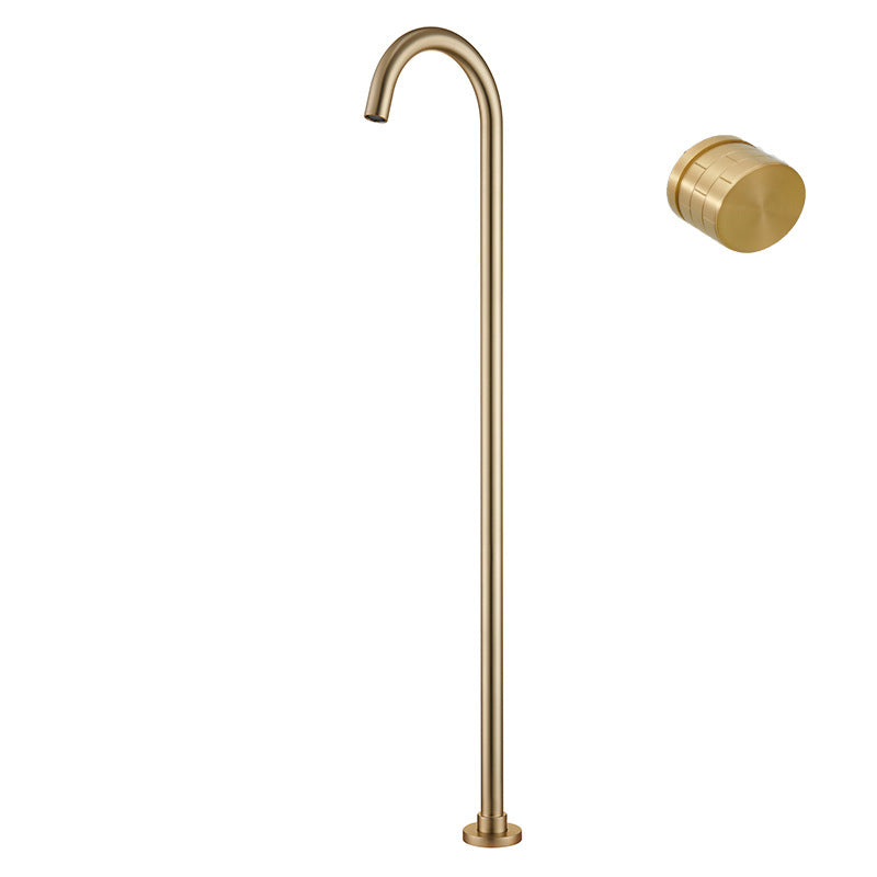 Modern Freestanding Tub Filler Copper Trim Floor Mounted Tub Filler
