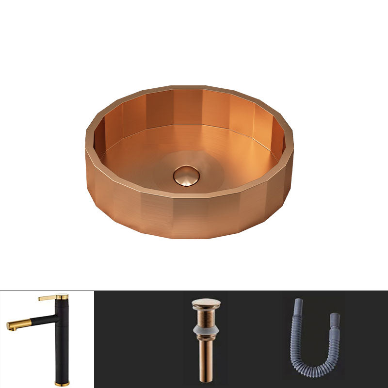 Modern Bathroom Sink Solid Color Metal Trough Bathroom Sink with Pop-Up Drain