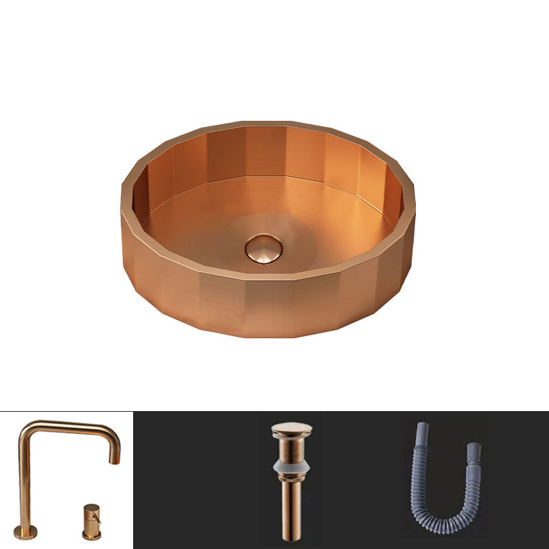 Modern Bathroom Sink Solid Color Metal Trough Bathroom Sink with Pop-Up Drain