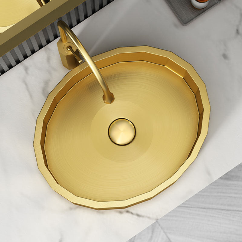 Modern Bathroom Sink Solid Color Metal Trough Bathroom Sink with Pop-Up Drain