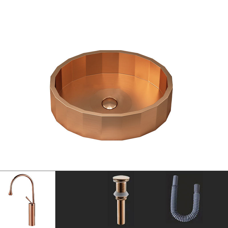 Modern Bathroom Sink Solid Color Metal Trough Bathroom Sink with Pop-Up Drain