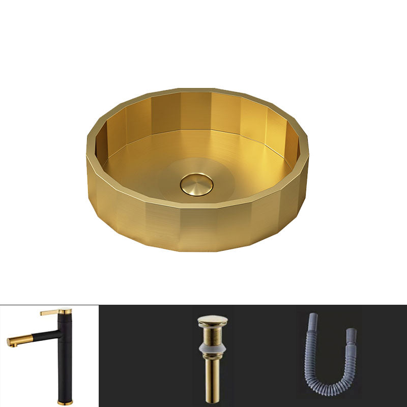 Modern Bathroom Sink Solid Color Metal Trough Bathroom Sink with Pop-Up Drain