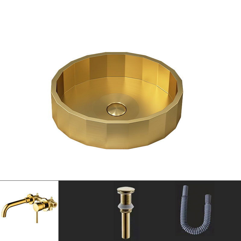 Modern Bathroom Sink Solid Color Metal Trough Bathroom Sink with Pop-Up Drain