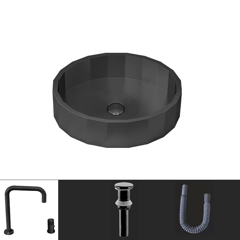 Modern Bathroom Sink Solid Color Metal Trough Bathroom Sink with Pop-Up Drain