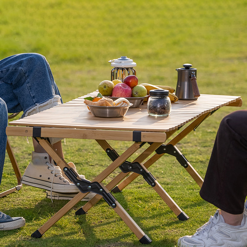 Industrial Patio Table Rectangle Wood Foldable Camping Table