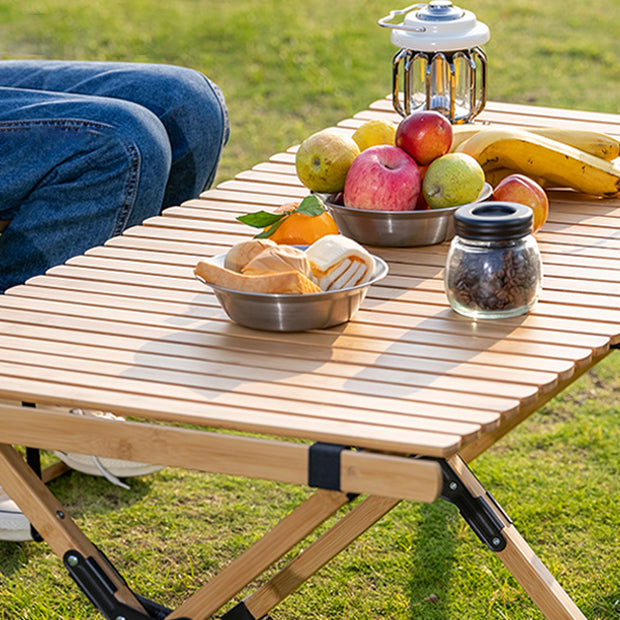 Industrial Patio Table Rectangle Wood Foldable Camping Table