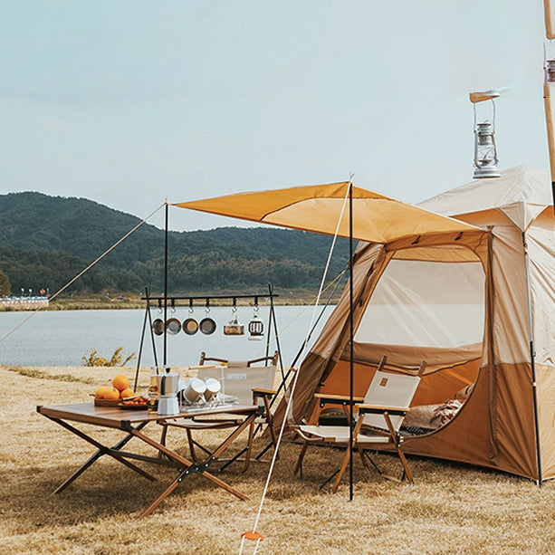 Industrial Style Patio Table Rectangle Metal Foldable Camping Table